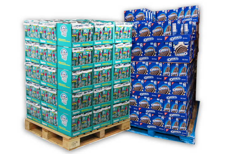 display of products ni packages on a pallet
